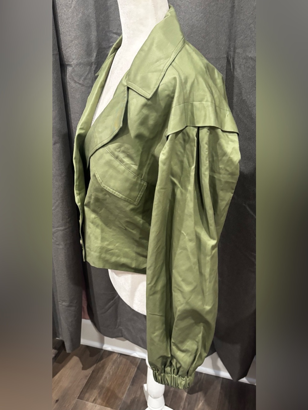 NWOT Free People Women’s Looking Glass Trench Coat in Loden Green Small Utility - Picture 5 of 11